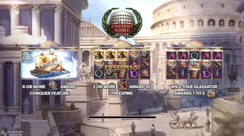 Ancient Rome Deluxe AI - หน้าจอหลักของวงล้อและอินเทอร์เฟซ