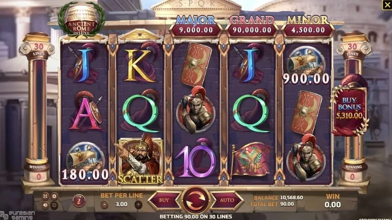 Ancient Rome Deluxe AI - หน้าจอโบนัสพร้อมรางวัลเพิ่มเติม